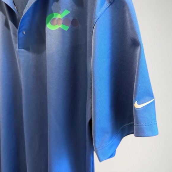Nike Golf Dri-Fit Polo Mens Size L Blue Corporate Logo Performance Shirt Sporty - Picture 2 of 10